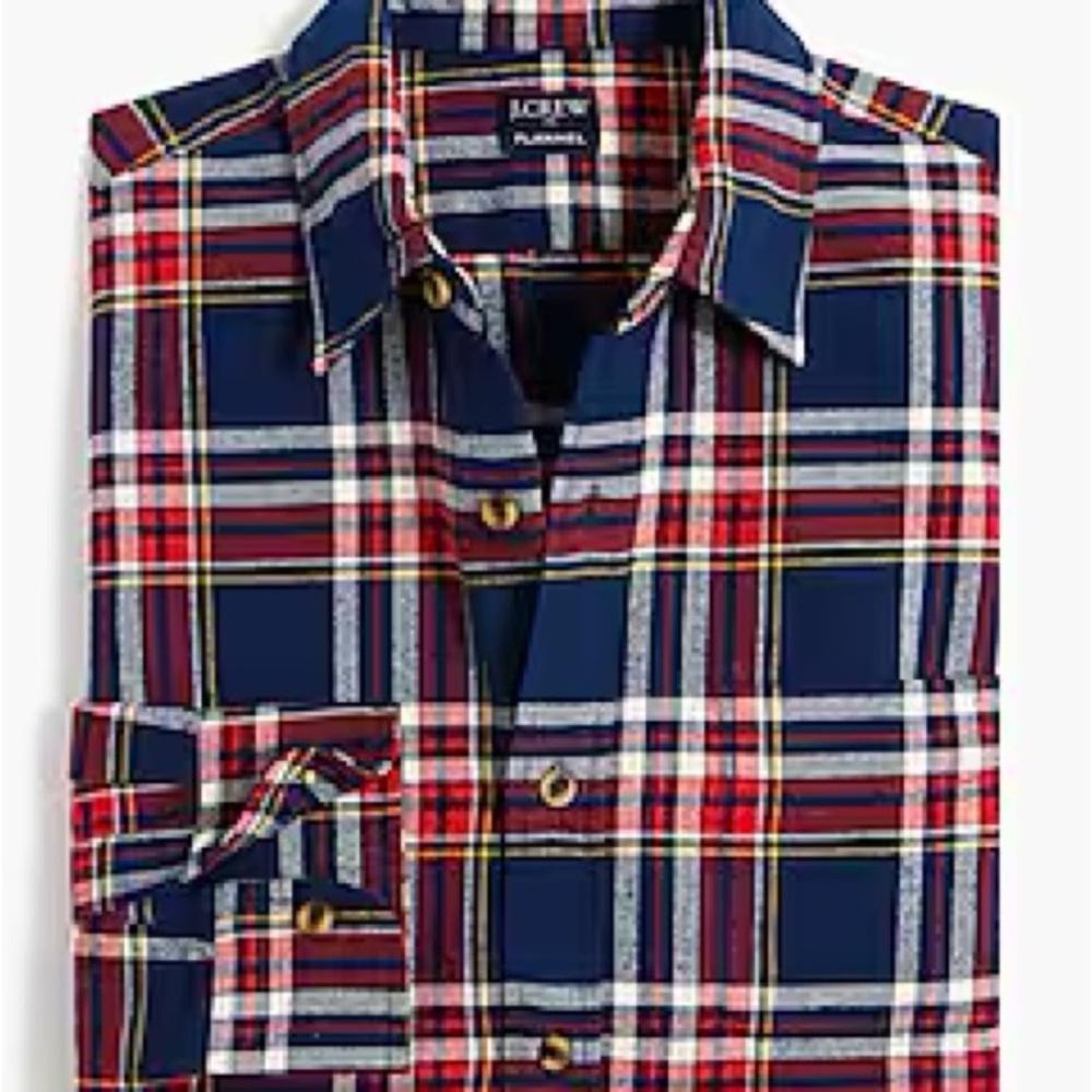 J.Crew Mens Large NWT Plaid Flannel Shirt Antique Navy Red Long Sleeve